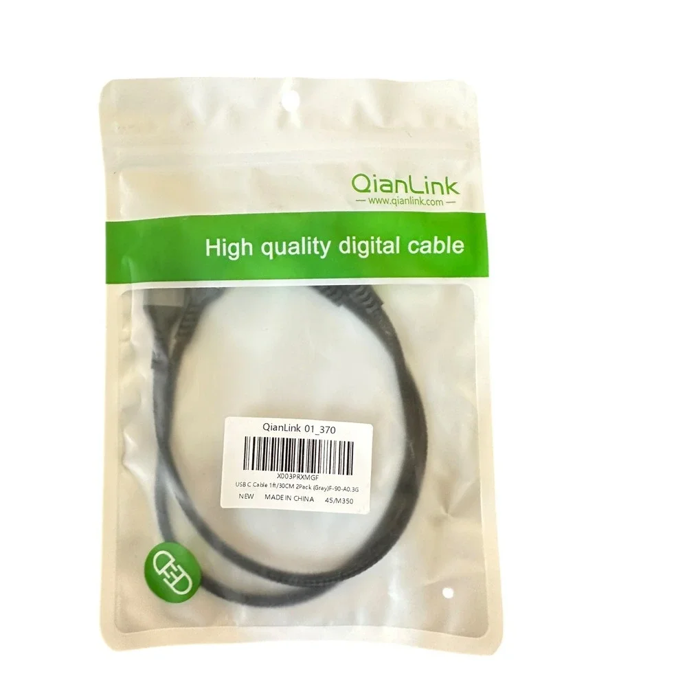 QianLink USB C Cable 1ft 30cm 2 Pack Gray‎ Fast Charging Data Sync Cord